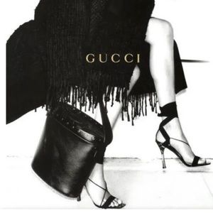 Tom Ford for Gucci 2002 mother of pearl black ribbon heals size 8